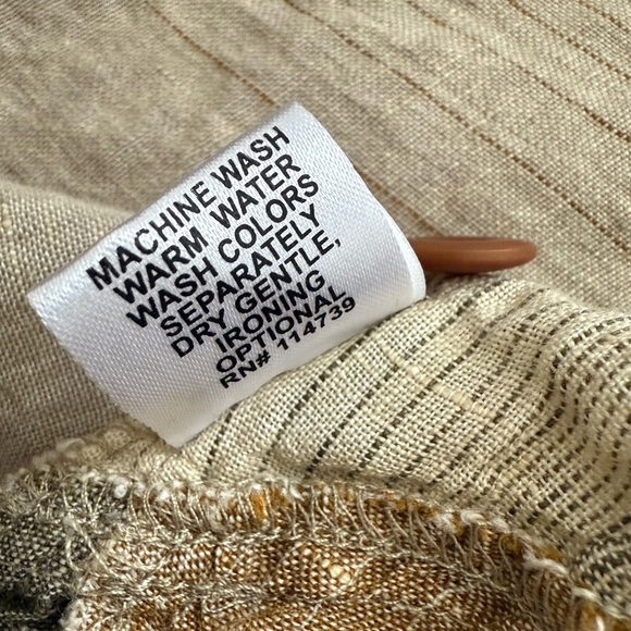 FLAX 100% Linen Lagenlook Button Front Tunic Cardigan Pockets Size Small - Picture 11 of 11